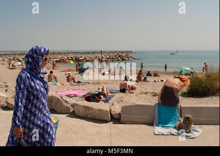 Camargue, Frankreich. Saintes Maries de la Mer. Stockfoto