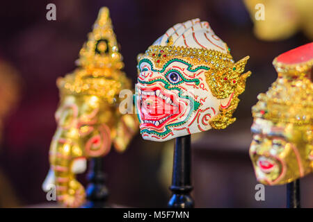 Schöne Hanuman Kopf, Khon Maske, Kunst Kultur Thailand Tanzen in maskierte Khon Hanuman in Literatur Ramayana. Stockfoto