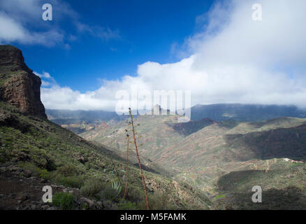 Gran Canaria, Februar 2018, Blick in die Caldera de Tejeda aus dem Süden Stockfoto