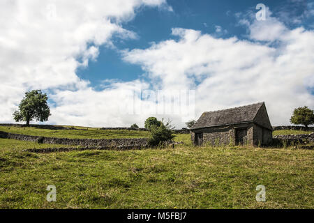 Eine alte verwitterte Scheune in der friedlichen englischen Landschaft. Großbritannien Stockfoto