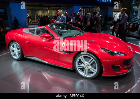 FRANKFURT, Deutschland - 13.09.2017: Neue Ferrari Portofino Sportwagen auf der Frankfurter Automobilausstellung IAA. Stockfoto