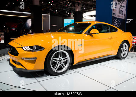 FRANKFURT, Deutschland - 13.SEPTEMBER 2017: 2018 Ford Mustang GT-Sportwagen auf der Frankfurter Automobilausstellung IAA. Stockfoto