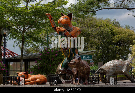 Schrott Cat Statue in Kuching, Sarawak, Malaysia Stockfoto