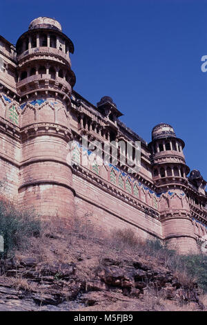 Wand von Gwalior Fort in Gwalior, Madhya Pradesh, Indien Stockfoto