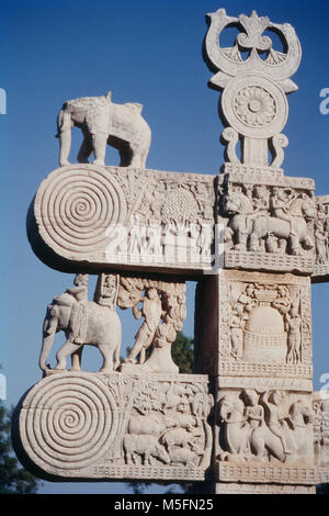 Große Stupa alte buddhistische Monument, Sanchi, Madhya Pradesh, Indien Stockfoto