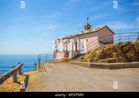 Kapelle Madonnina della Punta in Imperia, La Spezia Provinz, in der Nähe der Cinque Terre und ligurische Küste, Italien. Stockfoto