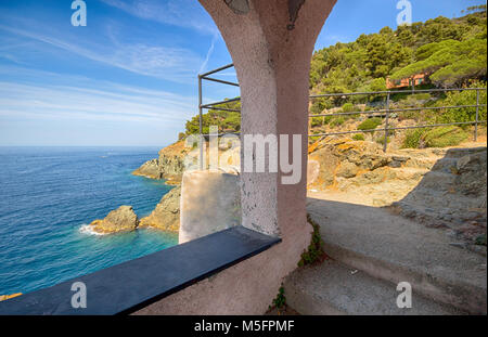 Kapelle Madonnina della Punta in Imperia, La Spezia Provinz, in der Nähe der Cinque Terre und ligurische Küste, Italien. Stockfoto