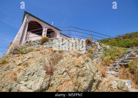 Kapelle Madonnina della Punta in Imperia, La Spezia Provinz, in der Nähe der Cinque Terre und ligurische Küste, Italien. Stockfoto