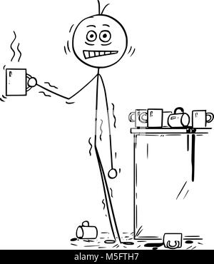 Cartoon der Unternehmer von Koffein aus Kaffee Überdosiert Stock Vektor