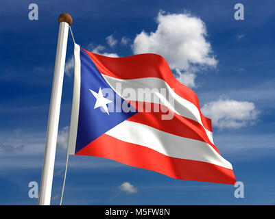 3D-Puerto Rico Flag (mit clipping path) Stockfoto