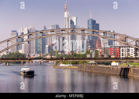 Skyline vom Main, Frankfurt, Hessen, Deutschland, Europa Stockfoto