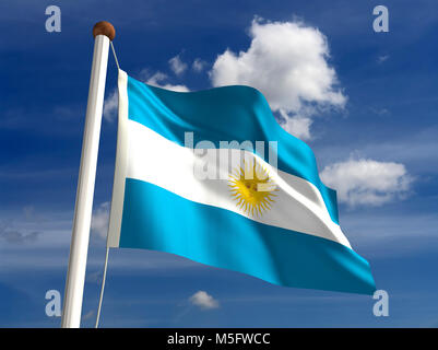 3D-Argentinien Flagge (mit clipping path) Stockfoto