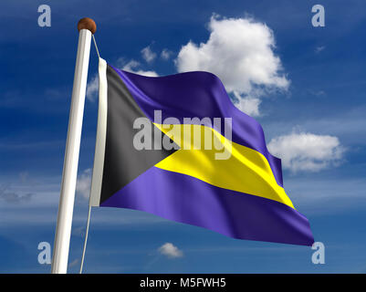 3D-Bahamas Flagge (mit clipping path) Stockfoto