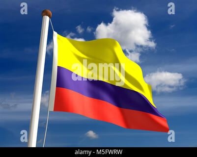 3D-Kolumbien Flagge (mit clipping path) Stockfoto