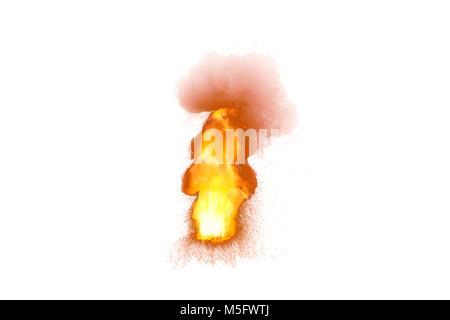 Orange Brand Explosion auf einem weißen Hintergrund Stockfoto