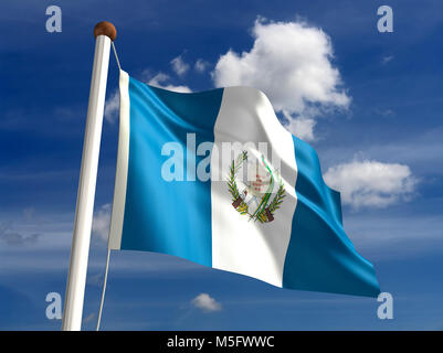 3D-Guatemala Flagge (mit clipping path) Stockfoto