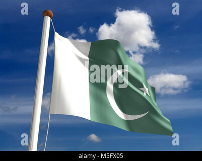 3D-Pakistan Flagge (mit clipping path) Stockfoto