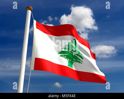 3D-Libanon Flagge (mit clipping path) Stockfoto