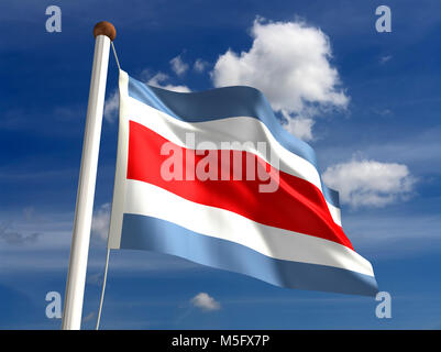 3D Costa Rica Flagge (mit clipping path) Stockfoto