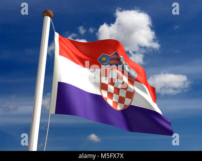 3D-Kroatien Flag (mit clipping path) Stockfoto