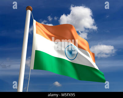 3D Indien Flagge (mit clipping path) Stockfoto