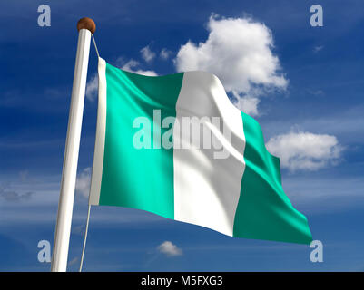 3D-Nigeria Flagge (mit clipping path) Stockfoto