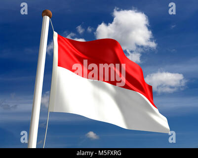 3D-Indonesien Flagge (mit clipping path) Stockfoto