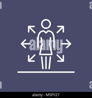 Multi task Frau Arbeitgeber Geschäftsleute Symbol einfache Linie flache Abbildung. Stock Vektor