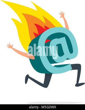 Cartoon Illustration von verzweifelten bei Symbol auf Feuer Stock Vektor