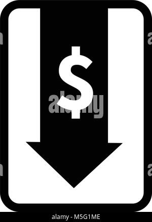 Geld Abwärtspfeiltaste Symbol line outline Style auf weißem Hintergrund für Ihre Web- und mobile App Design isoliert, Vektor, Abbildung Stock Vektor