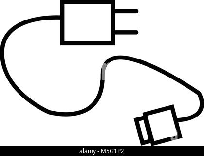 Ladegerät Symbol line outline Style auf weißem Hintergrund, die Abbildung ist, Vektor, Pixel, perfekt für Web und Print. Lineare stokes und Fil Stock Vektor