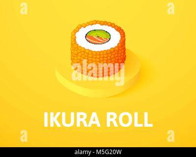 Ikura roll isometrische Symbol Farbe Hintergrund isoliert Stock Vektor