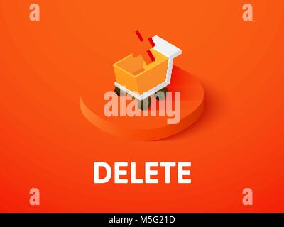 Isometrische Symbol Löschen, auf Farbe Hintergrund isoliert Stock Vektor