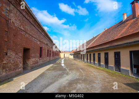 Die Terezin Memorial war eine mittelalterliche militärische Festung, die als Konzentrationslager im 2.Weltkrieg verwendet wurde, Tschechische Republik. Stockfoto