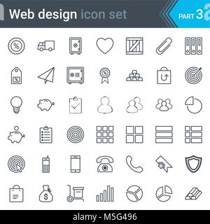 Web Design, SEO und Entwicklung dünne Linie vektor Icon Set auf weißem Hintergrund Stock Vektor