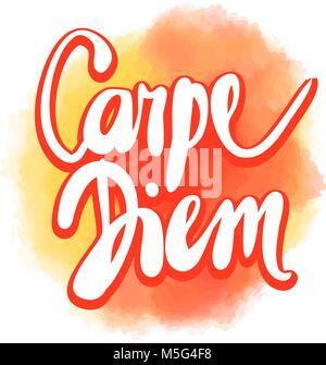 Carpe diem hand Schrift. Bunte Vektorvorlagen Konzept. Bereit für Posterdruck und Grußkarte Design. Stock Vektor