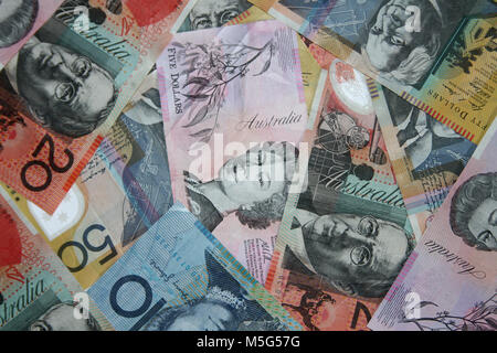 Zusammengesetzte Aufnahme von verschiedenen australischen Dollar-Scheine Stockfoto