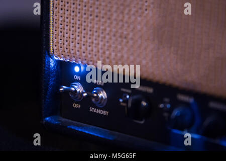 Gitarre Verstärker Control Panel, ein-aus Stockfoto