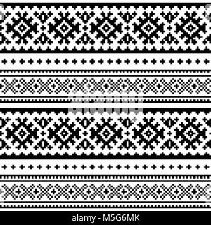 Nahtlose Volkskunst Muster, Lappland traditionelles Design, Sami Vektor nahtlose Hintergrund Skandinavischen, Nordic wallpaper Stock Vektor