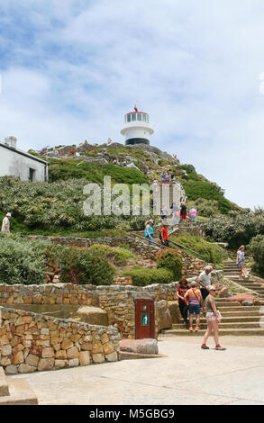 Eine Treppe führt nach oben zu den alten Leuchtturm Cape Point, Kapstadt, Südafrika Stockfoto