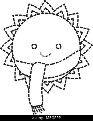 Nett lächelnden Sonne Zeichentrickfigur mit Schal Stock Vektor