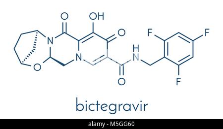 Bictegravir antivirales Medikament Molekül. Skelettmuskulatur Formel. Stock Vektor