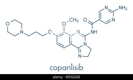 Copanlisib Krebsmedikament Molekül (PI3K-Inhibitoren). Skelettmuskulatur Formel. Stock Vektor