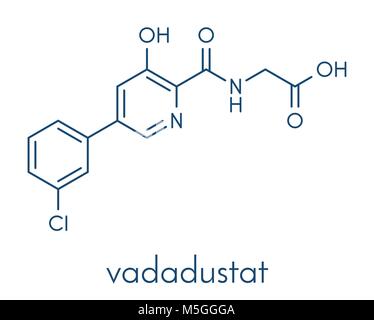 Vadadustat Droge Molekül. Skelettmuskulatur Formel. Stock Vektor