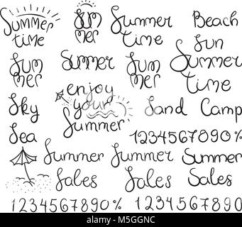 Sommer Schrift und Symbole Stock Vektor