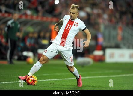 WROCLAW, Polen - November 17, 2015: EURO 2016 Europameisterschaft freundliches Spiel Polen - Tschechische Republik o/p Kamil Grosicki Stockfoto