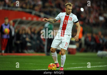 WROCLAW, Polen - November 17, 2015: EURO 2016 Europameisterschaft freundliches Spiel Polen - Tschechische Republik o/p Kamil Grosicki Stockfoto