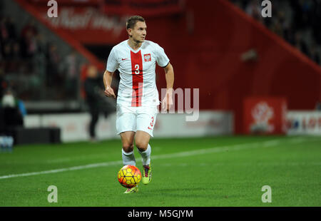 WROCLAW, Polen - November 17, 2015: EURO 2016 Europameisterschaft freundliches Spiel Polen - Tschechische Republik o/p Artur Jedrzejczyk Stockfoto