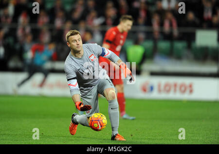 WROCLAW, Polen - November 17, 2015: EURO 2016 Europameisterschaft freundliches Spiel Polen - Tschechische Republik o/p Artur Boruc Stockfoto