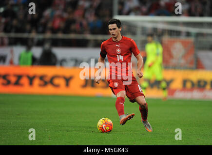 WROCLAW, Polen - November 17, 2015: EURO 2016 Europameisterschaft freundliches Spiel Polen - Tschechische Republik o/p Kamil Vacek Stockfoto